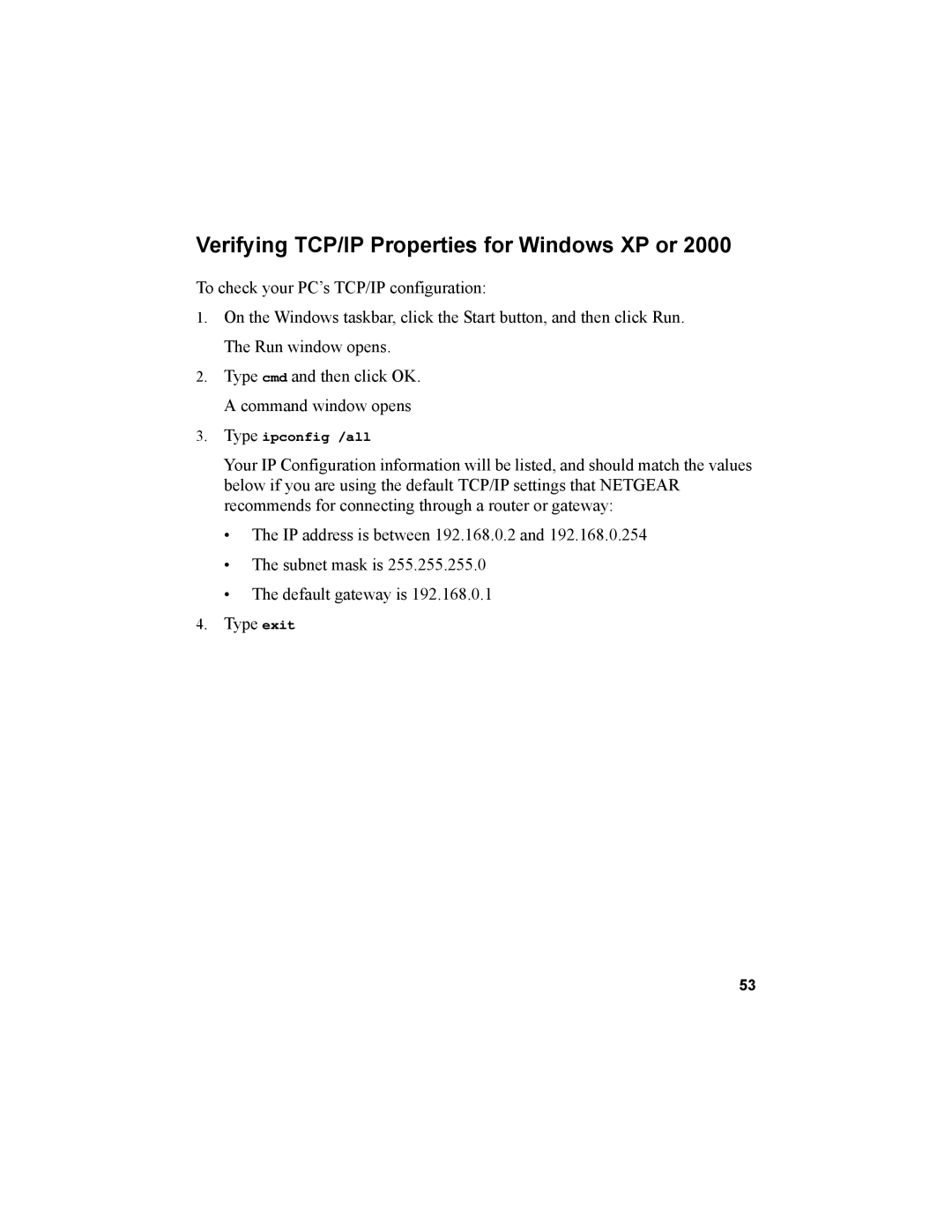 NETGEAR MA101 manual Verifying TCP/IP Properties for Windows XP or 