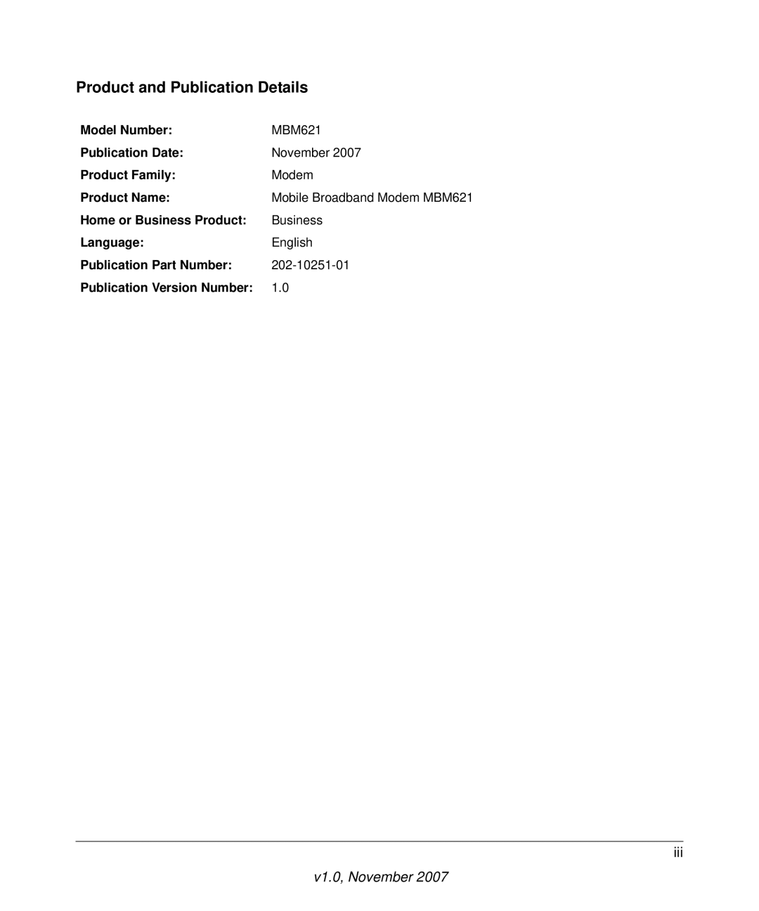 NETGEAR MBM621 user manual Product and Publication Details 