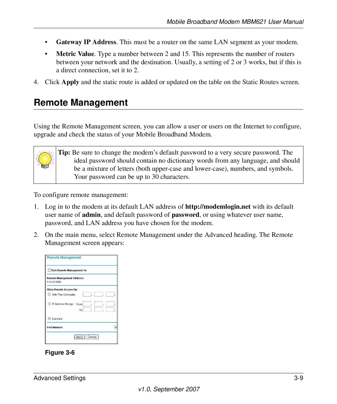 NETGEAR MBM621 user manual Remote Management 