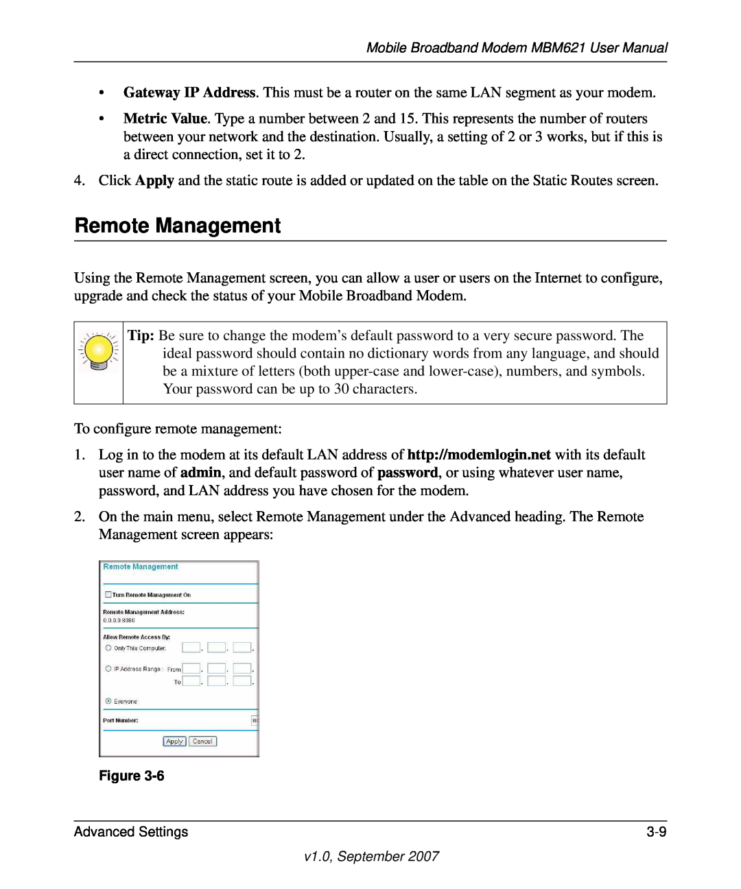 NETGEAR MBM621 user manual Remote Management 