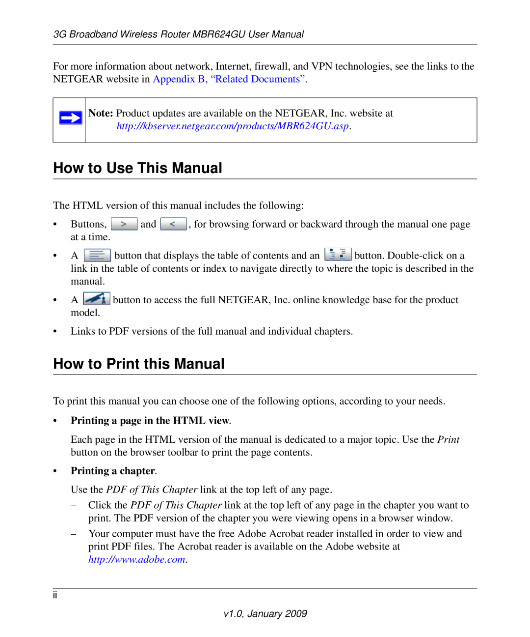 NETGEAR MBR624GU user manual How to Use This Manual, How to Print this Manual 