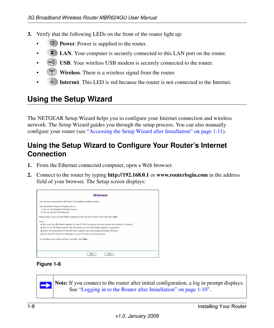 NETGEAR MBR624GU user manual Using the Setup Wizard 