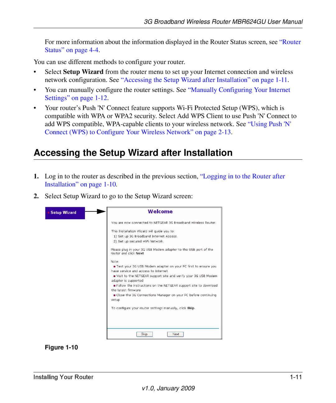 NETGEAR MBR624GU user manual Accessing the Setup Wizard after Installation 