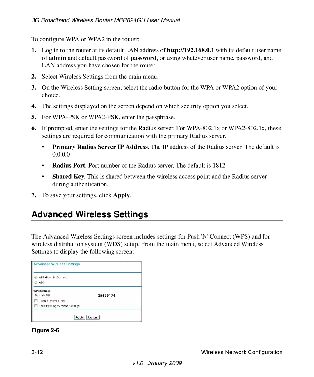 NETGEAR MBR624GU user manual Advanced Wireless Settings 