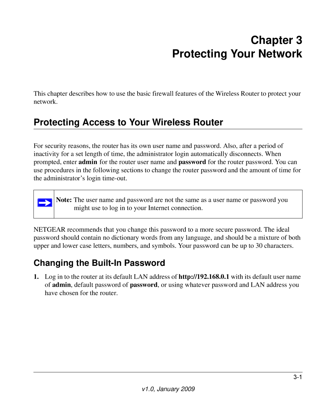 NETGEAR MBR624GU user manual Chapter Protecting Your Network, Protecting Access to Your Wireless Router 