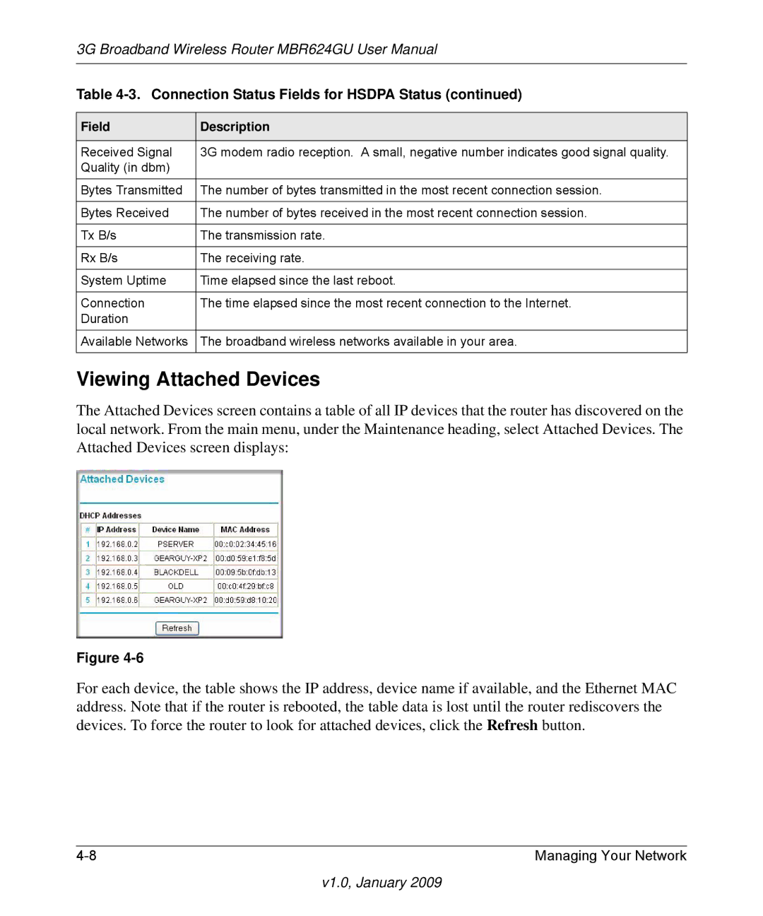 NETGEAR MBR624GU user manual Viewing Attached Devices 