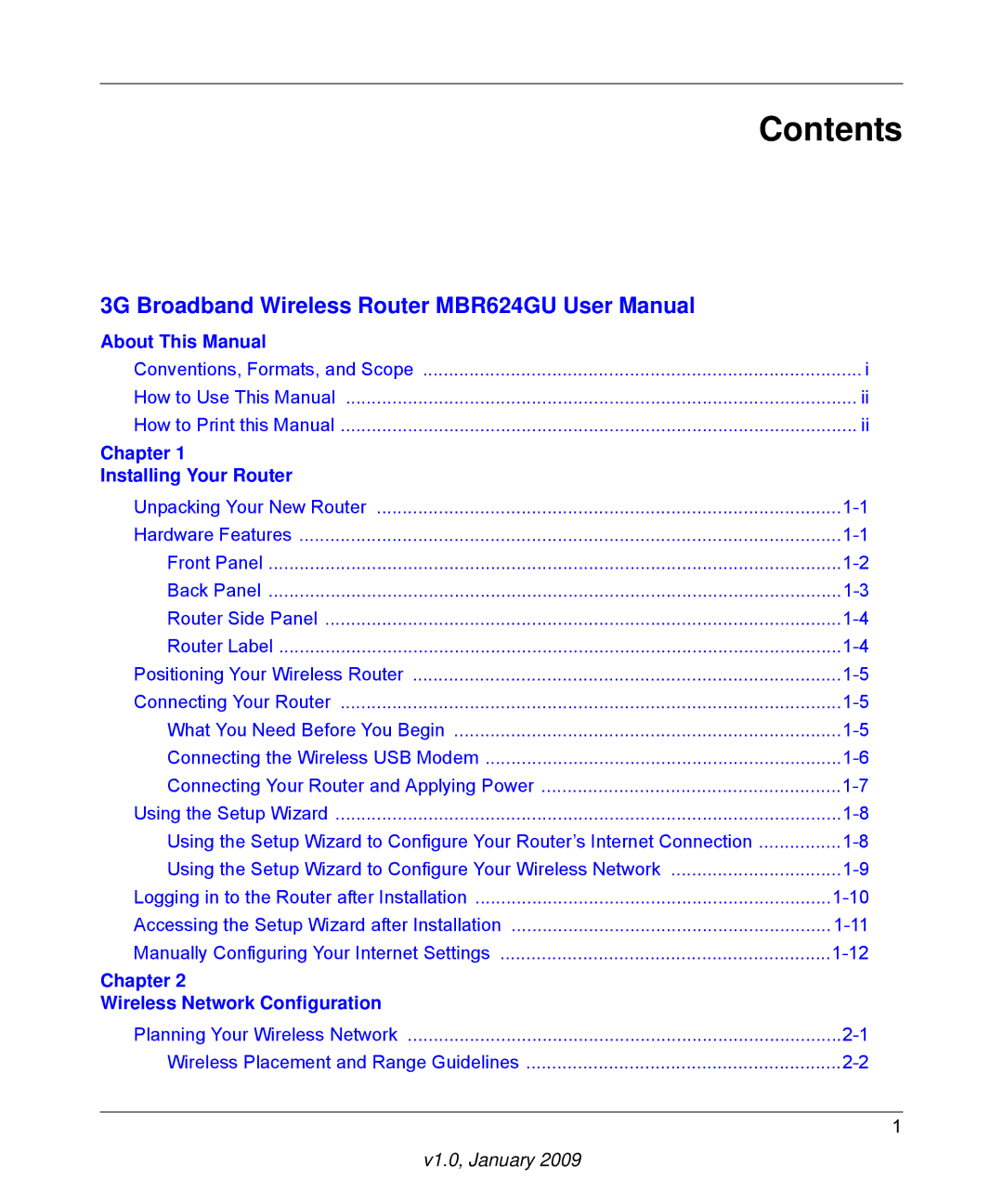 NETGEAR MBR624GU user manual Contents 