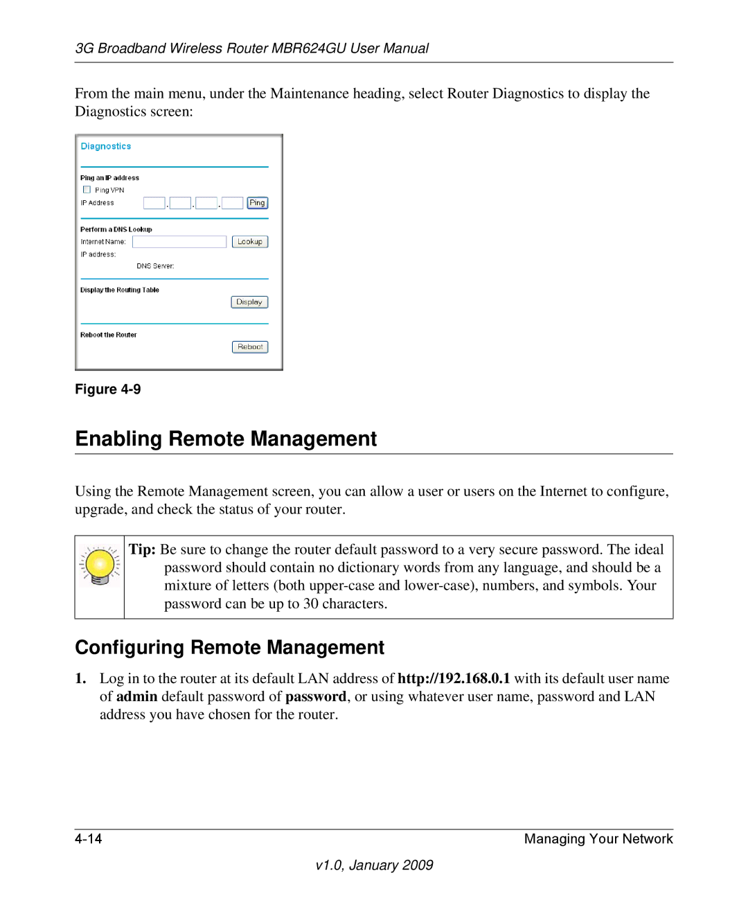 NETGEAR MBR624GU user manual Enabling Remote Management, Configuring Remote Management 