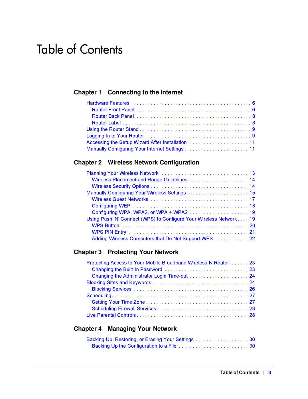 NETGEAR MBRN3000-100NAS user manual Table of Contents 