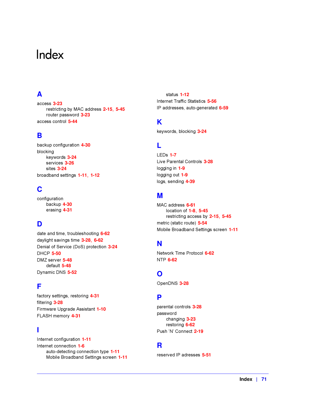 NETGEAR MBRN3000-100NAS user manual Index 