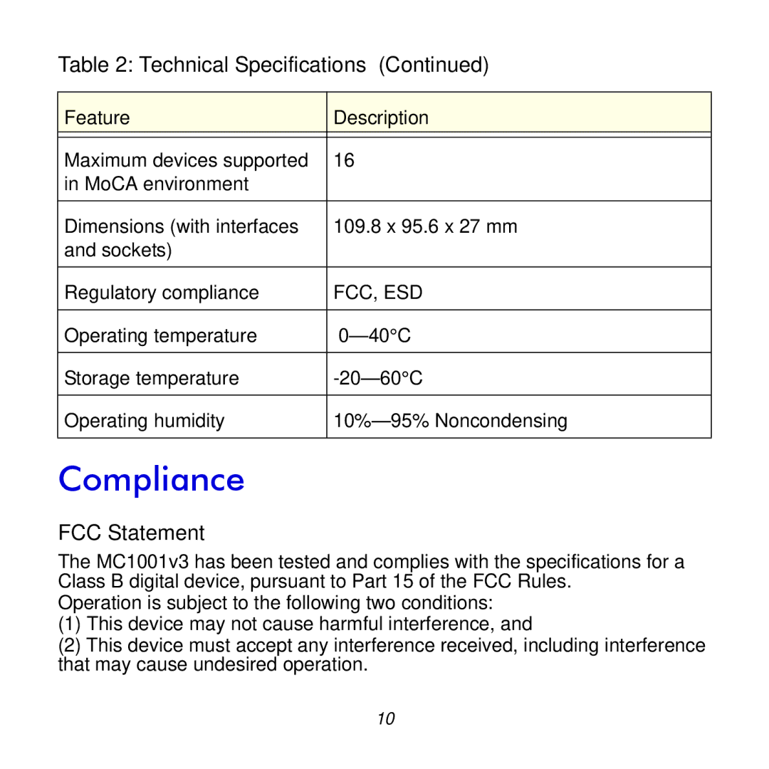 NETGEAR MC1101y2 manual Compliance, FCC Statement 