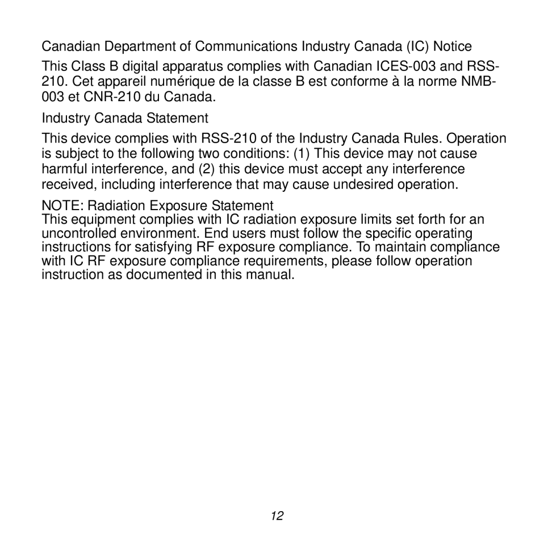 NETGEAR MC1101y2 manual Industry Canada Statement 