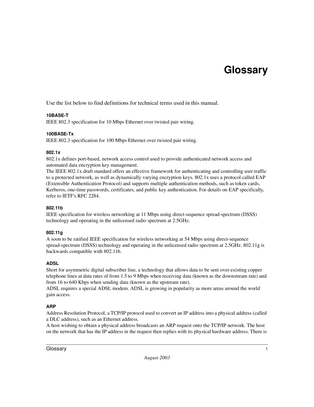 NETGEAR ME103 manual Glossary 