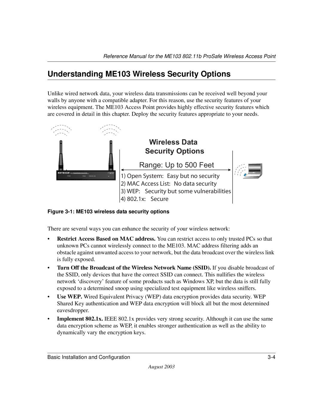 NETGEAR manual Understanding ME103 Wireless Security Options 