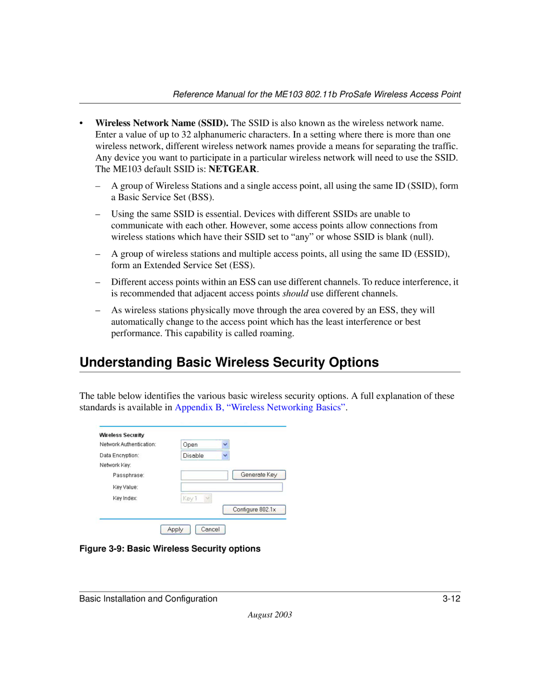 NETGEAR ME103 manual Understanding Basic Wireless Security Options, Basic Wireless Security options 