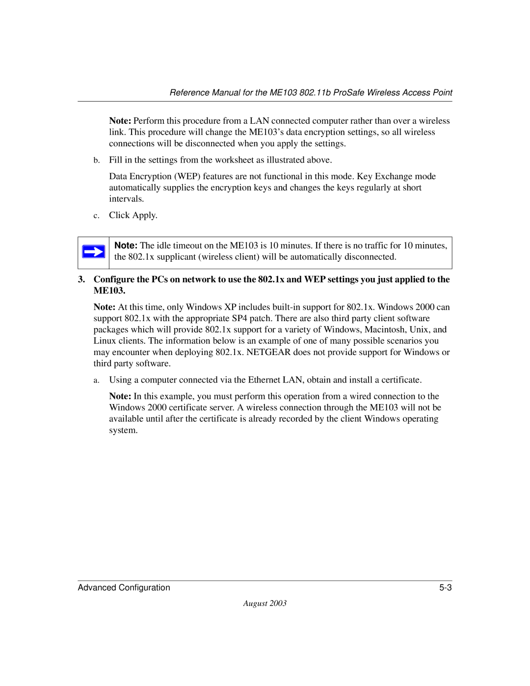 NETGEAR ME103 manual Advanced Configuration 