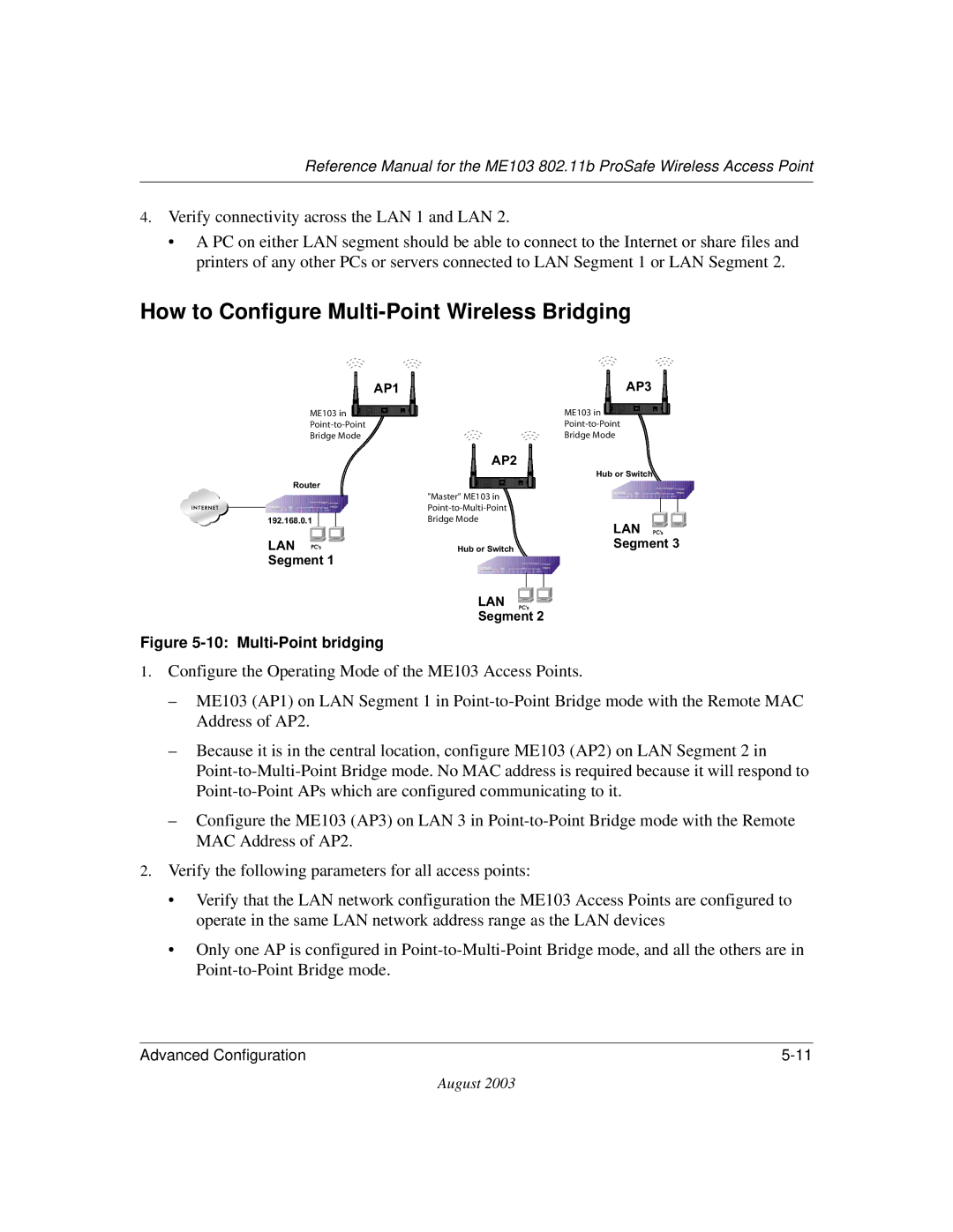 NETGEAR ME103 manual How to Configure Multi, Multi-Point bridging 