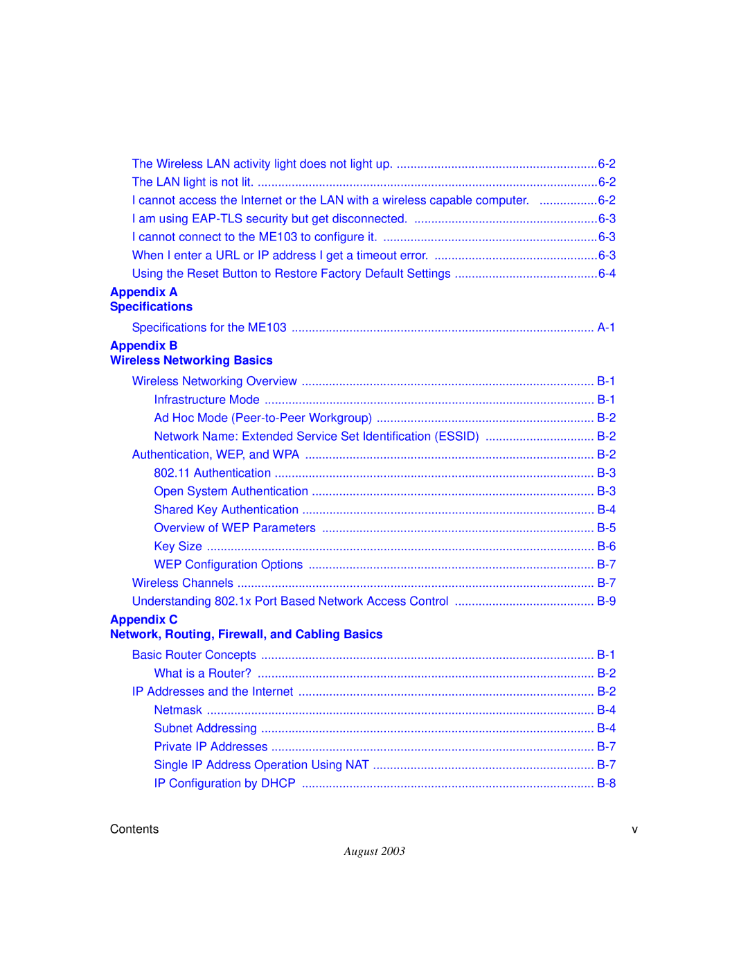 NETGEAR ME103 manual Appendix a Specifications 