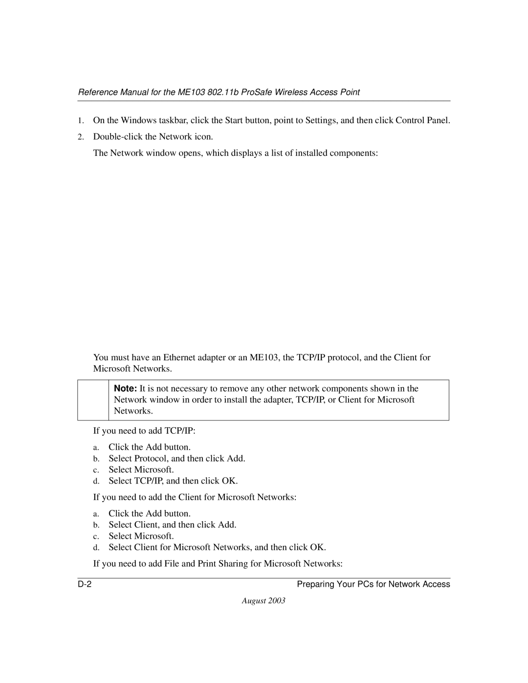 NETGEAR ME103 manual Preparing Your PCs for Network Access 