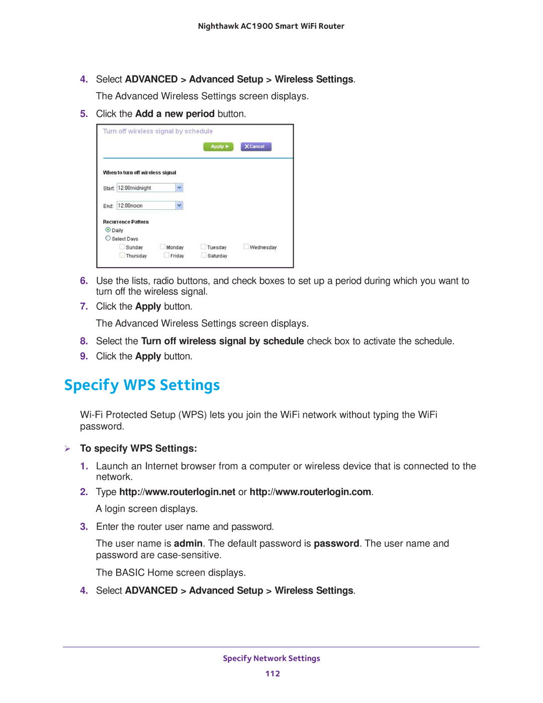 NETGEAR Model R7000 user manual Specify WPS Settings,  To specify WPS Settings 