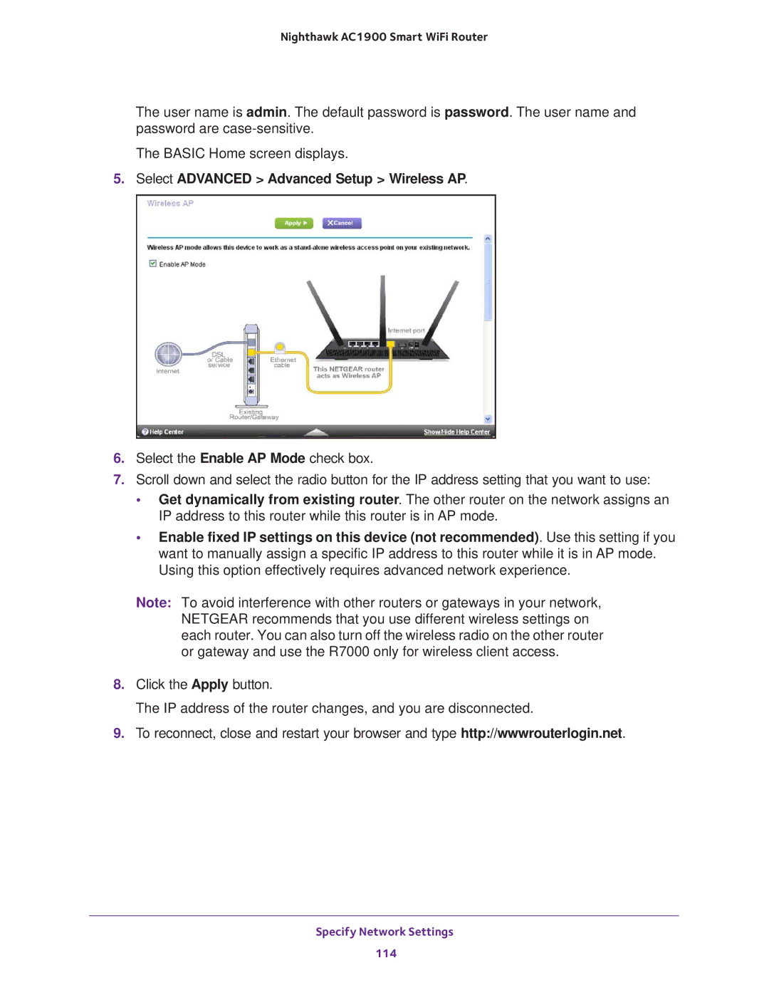 NETGEAR Model R7000 user manual Select Advanced Advanced Setup Wireless AP 