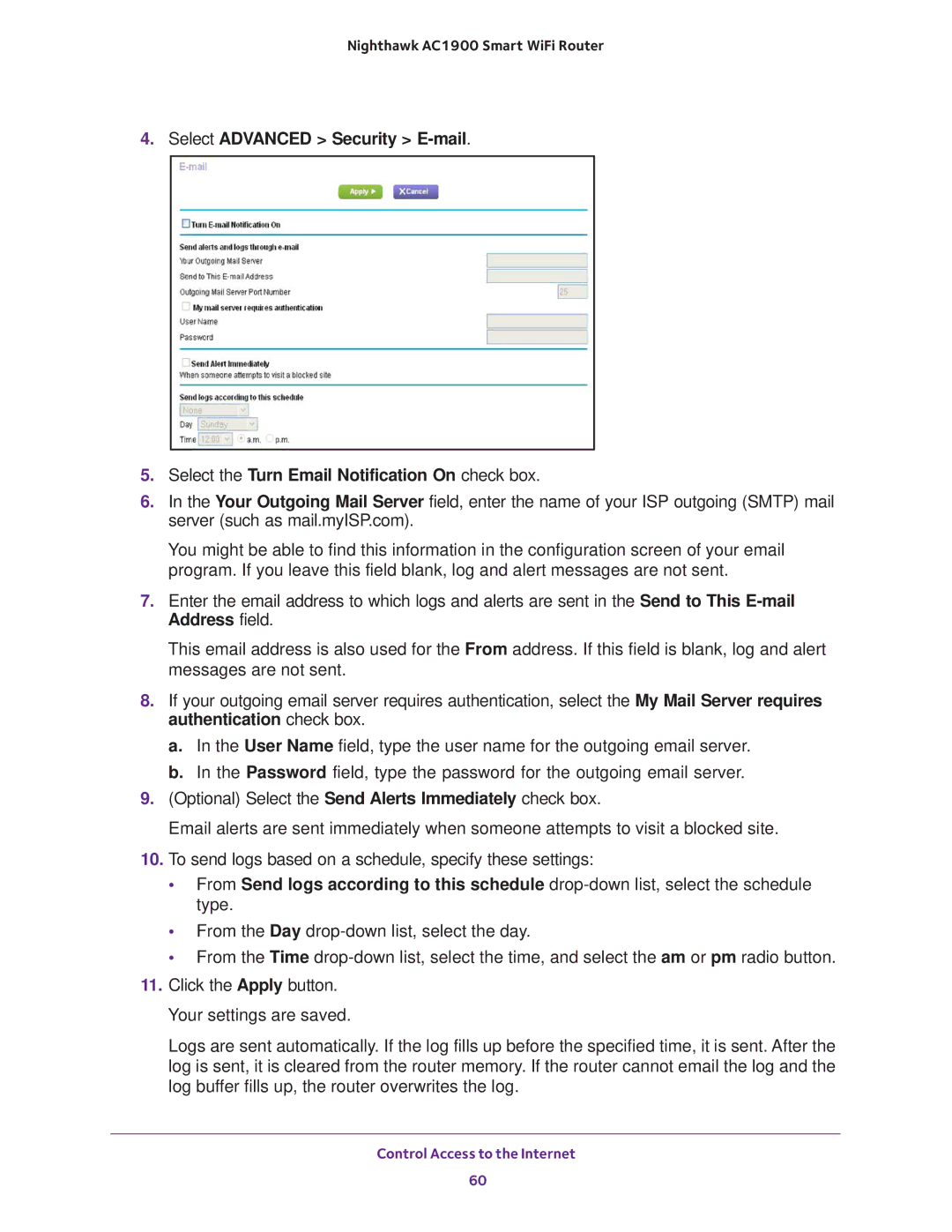 NETGEAR Model R7000 user manual Control Access to the Internet 