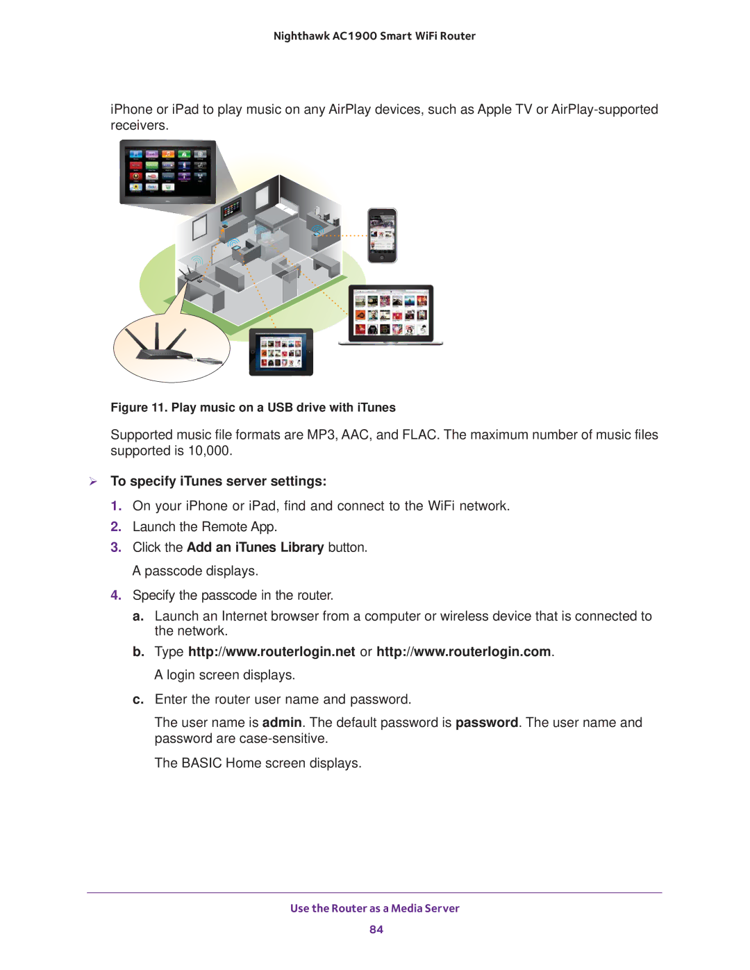 NETGEAR Model R7000 user manual  To specify iTunes server settings, Play music on a USB drive with iTunes 