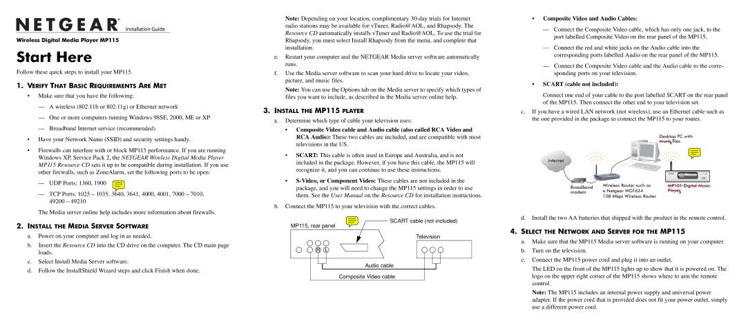 NETGEAR MP115NA user manual Verify That Basic Requirements are MET, Install the MP115 Player 