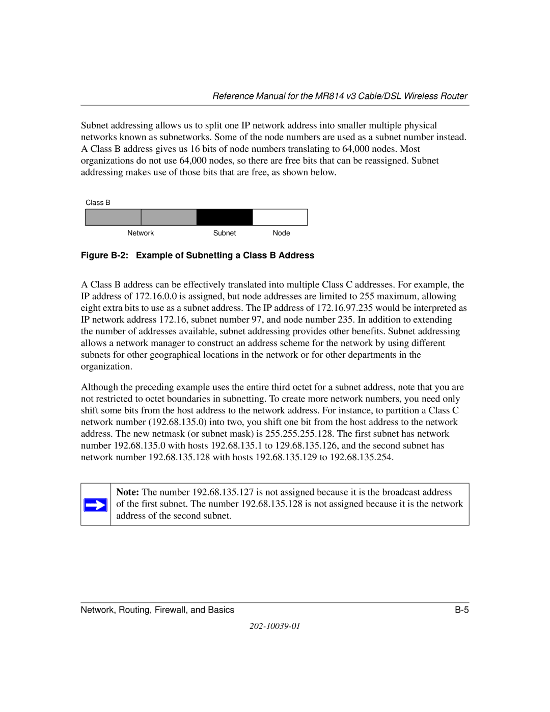 NETGEAR MR814 v3 manual Figure B-2 Example of Subnetting a Class B Address 