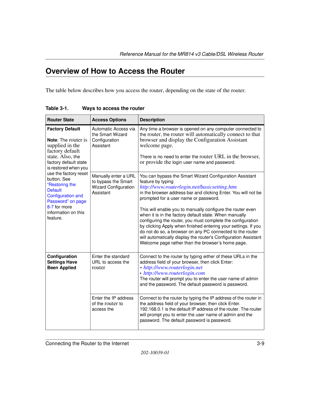 NETGEAR MR814 v3 manual Overview of How to Access the Router, Ways to access the router 