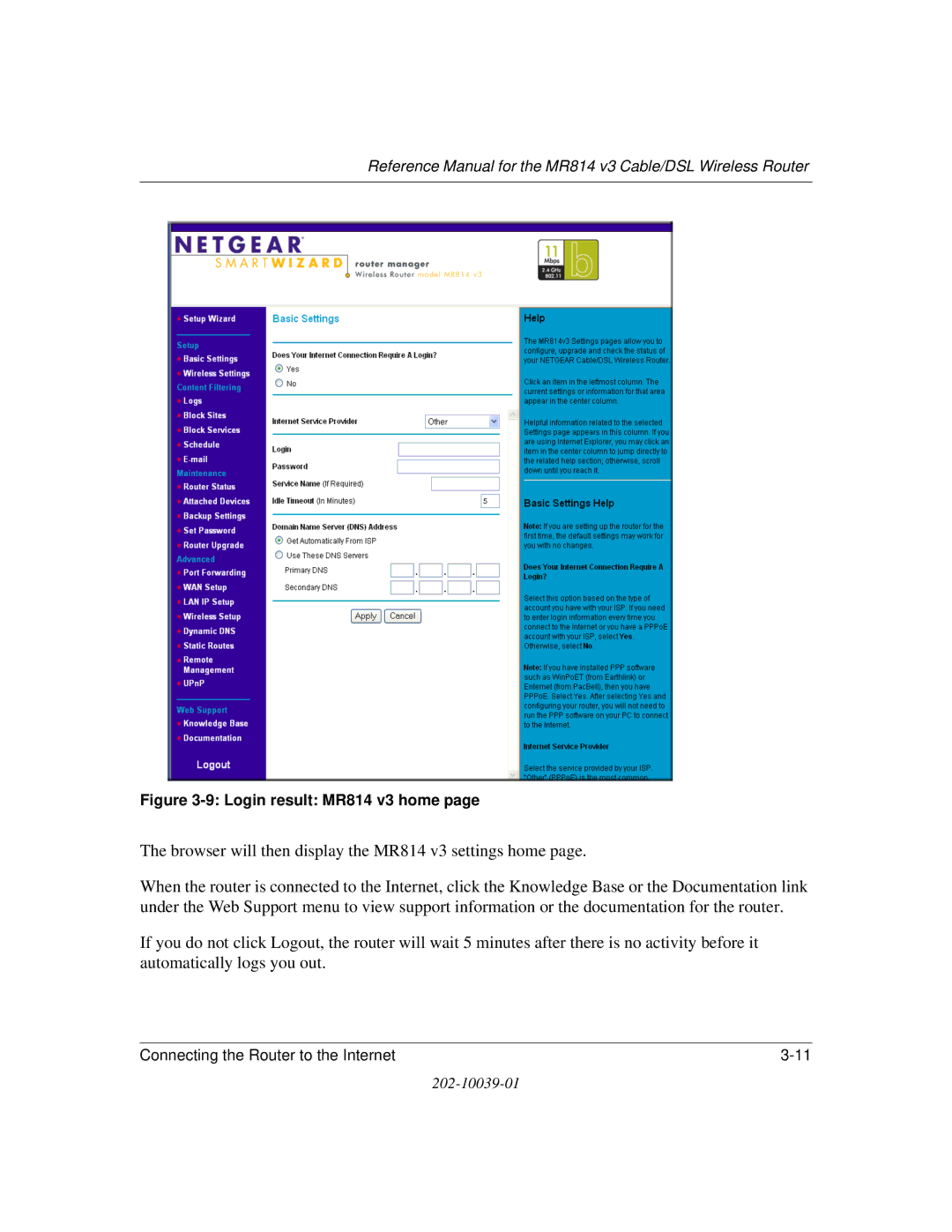 NETGEAR manual Login result MR814 v3 home 