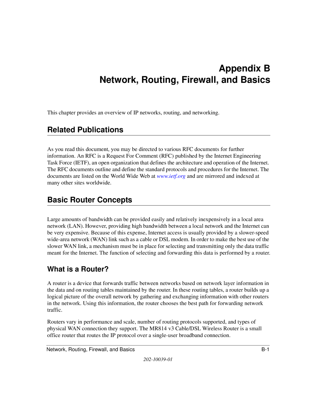 NETGEAR MR814 v3 manual Appendix B Network, Routing, Firewall, and Basics, Related Publications Basic Router Concepts 