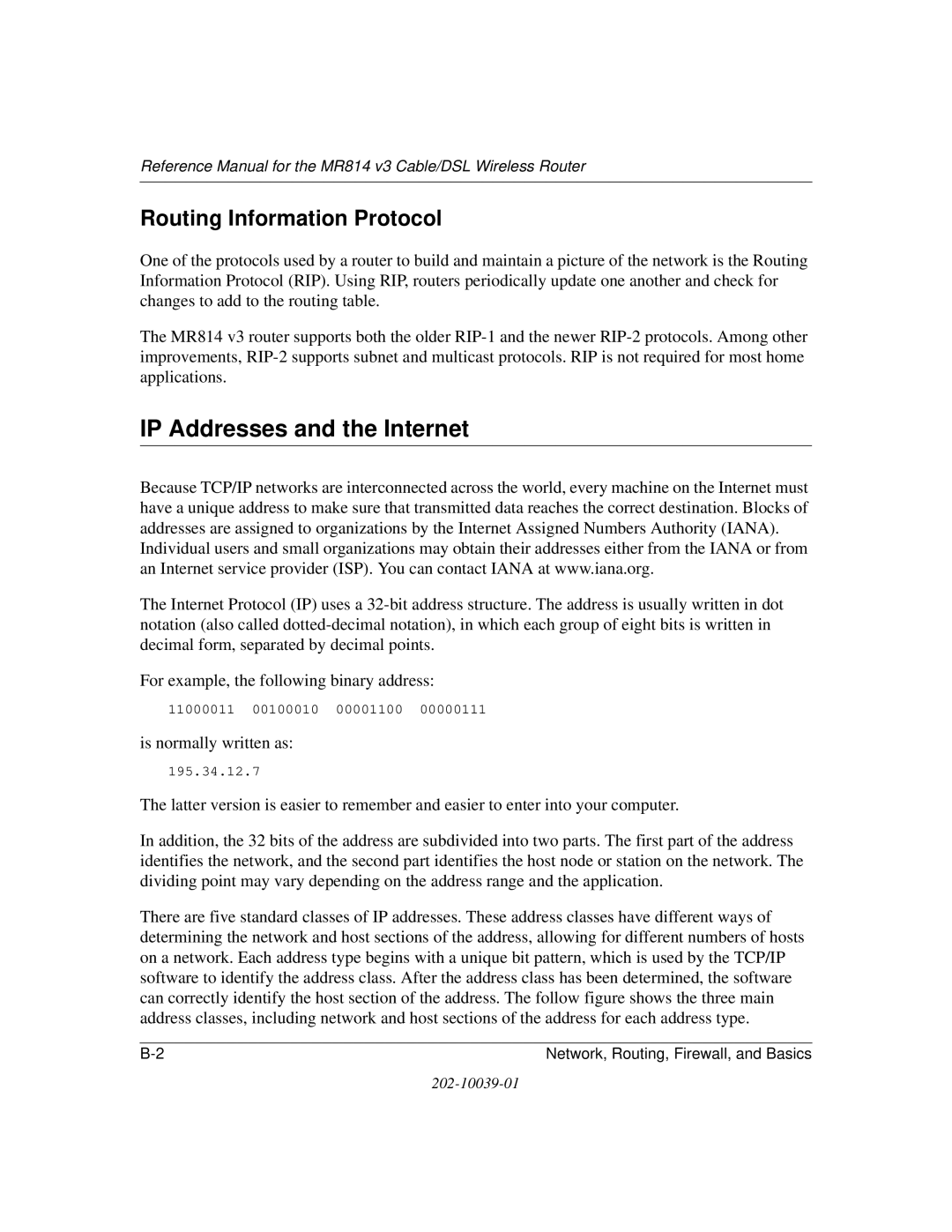 NETGEAR MR814 v3 manual IP Addresses and the Internet, Routing Information Protocol 