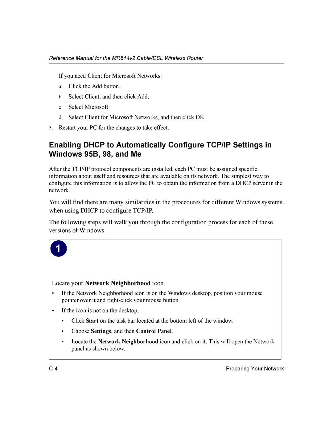 NETGEAR MR814v2 manual Locate your Network Neighborhood icon 