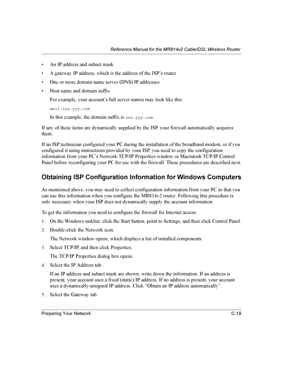 NETGEAR MR814v2 manual Select the Gateway tab 