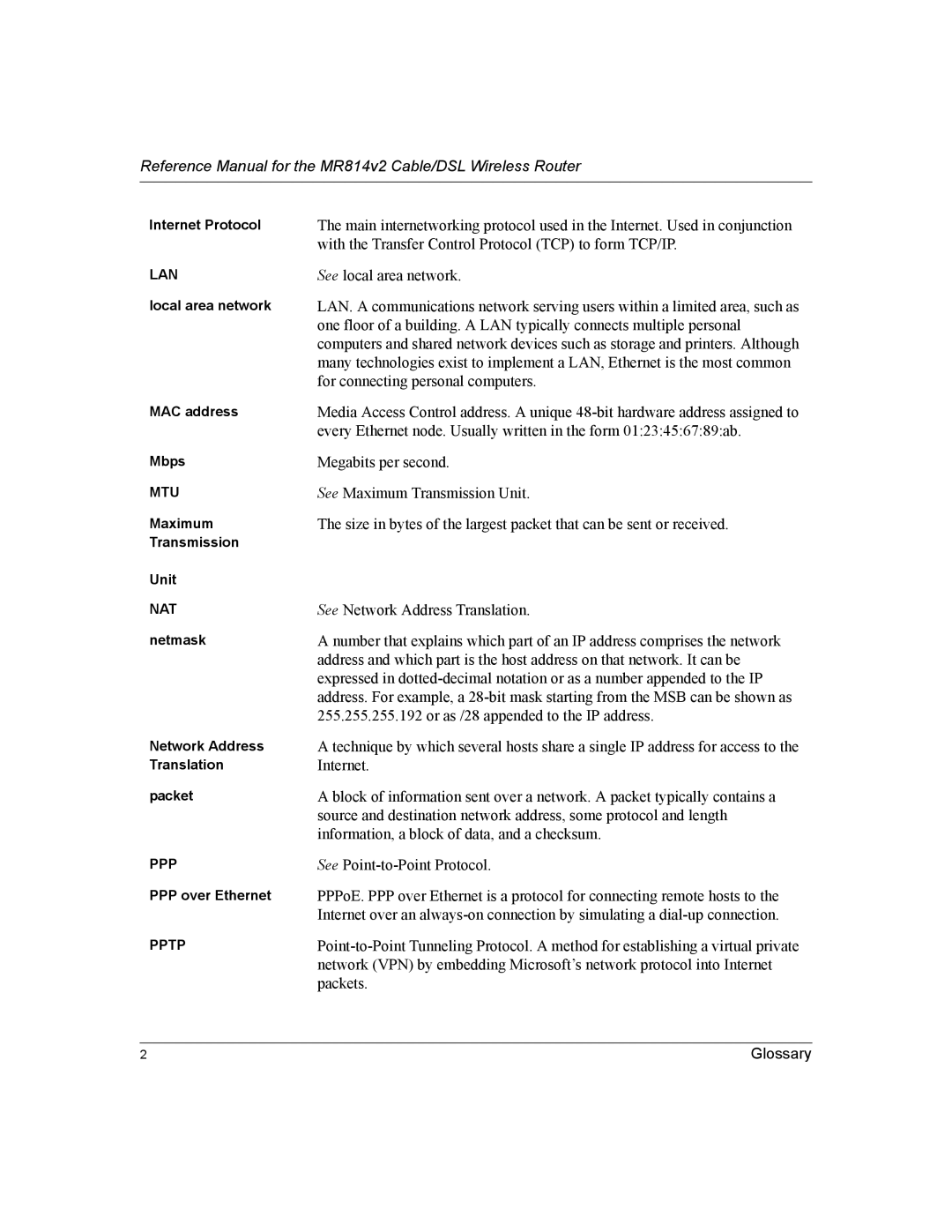 NETGEAR MR814v2 manual With the Transfer Control Protocol TCP to form TCP/IP 