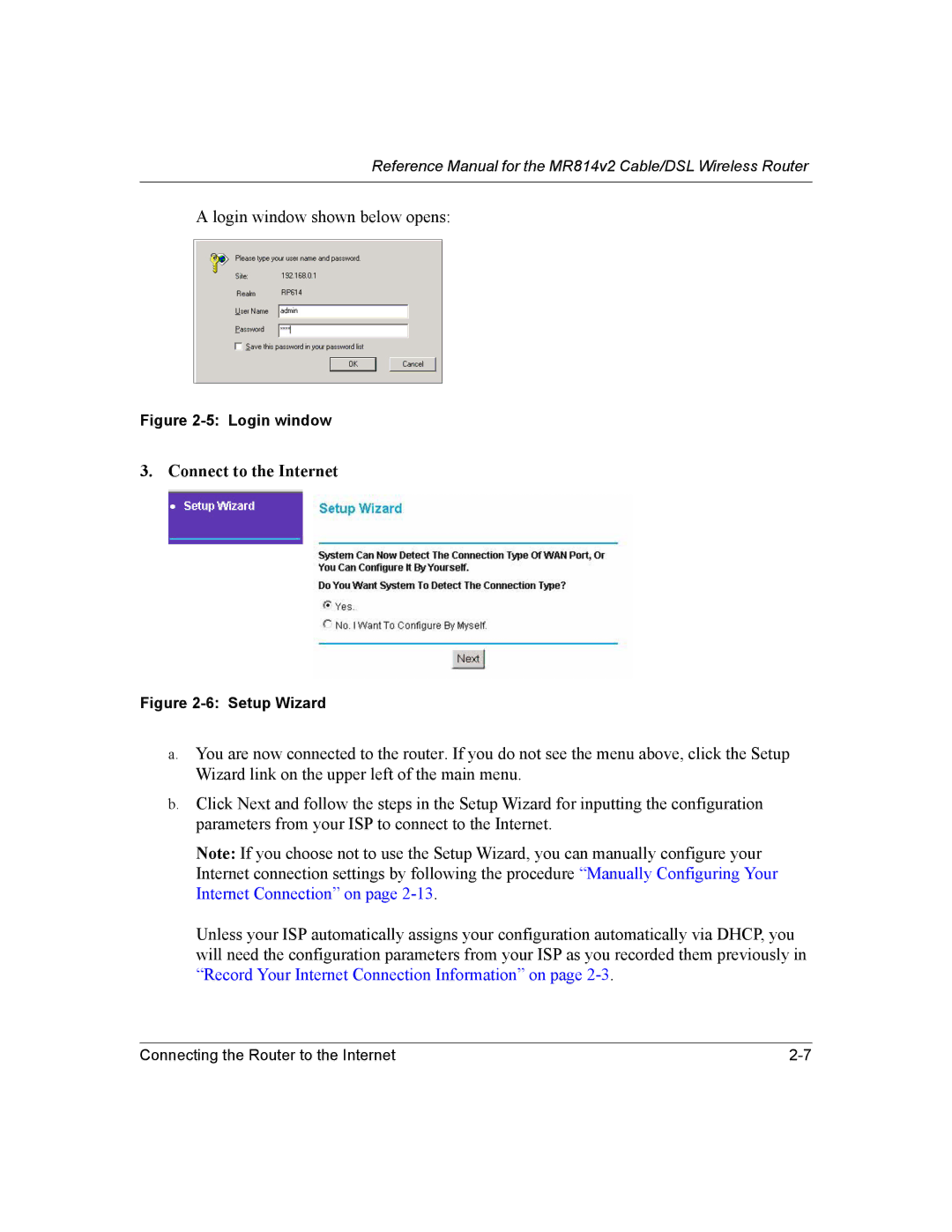 NETGEAR MR814v2 manual Connect to the Internet 