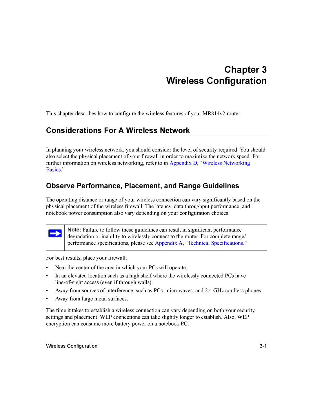 NETGEAR MR814v2 manual Chapter Wireless Configuration, Considerations For a Wireless Network 