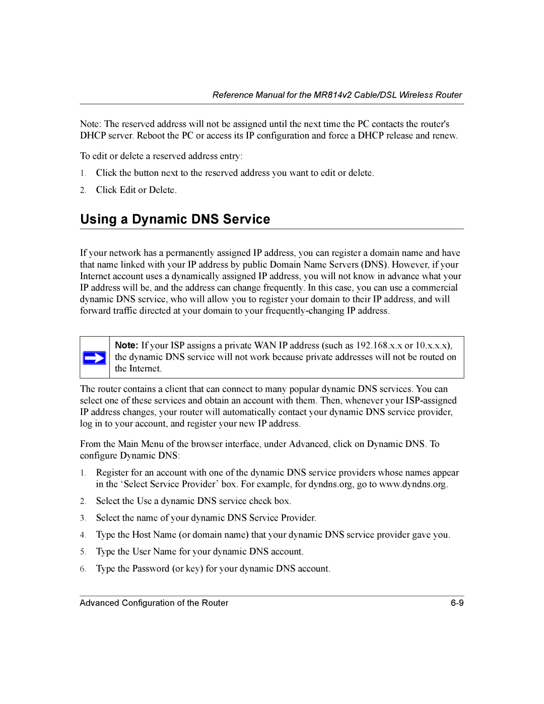 NETGEAR MR814v2 manual Using a Dynamic DNS Service 