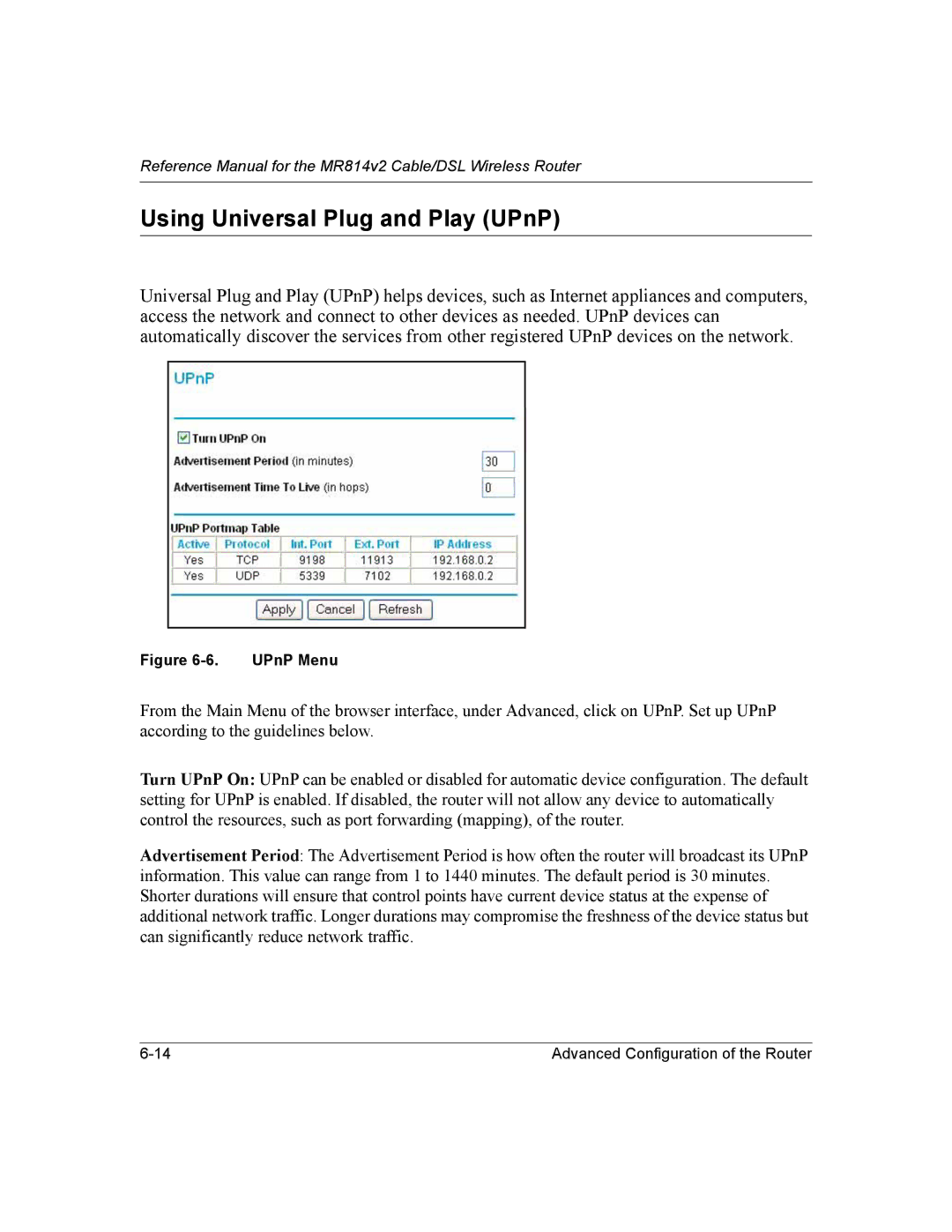 NETGEAR MR814v2 manual Using Universal Plug and Play UPnP 