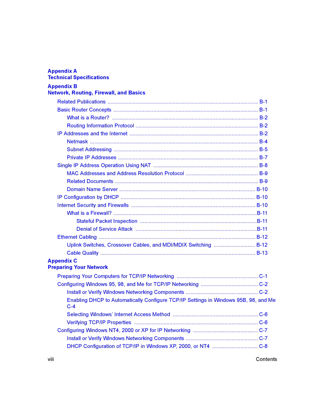 NETGEAR MR814v2 manual Appendix C Preparing Your Network 