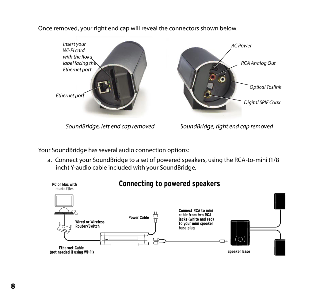 NETGEAR Music Player manual Connecting to powered speakers 