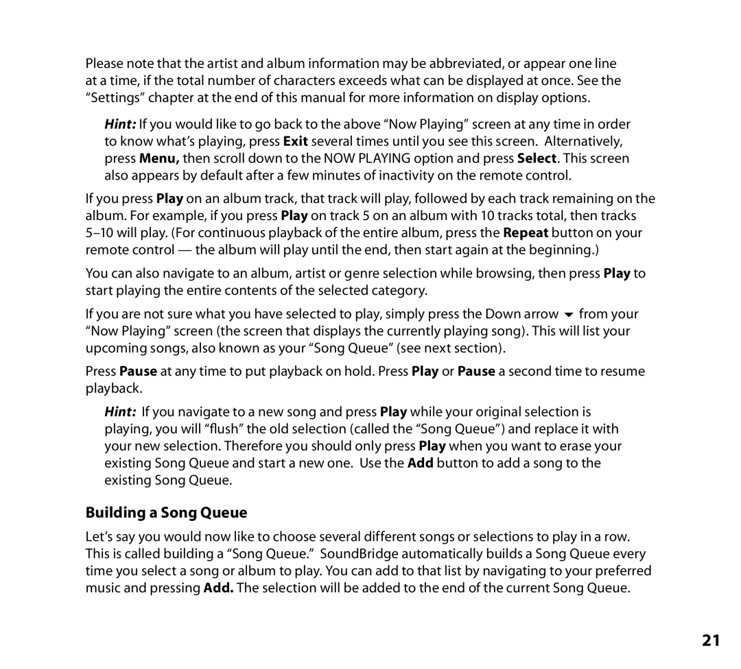 NETGEAR Music Player manual Building a Song Queue 