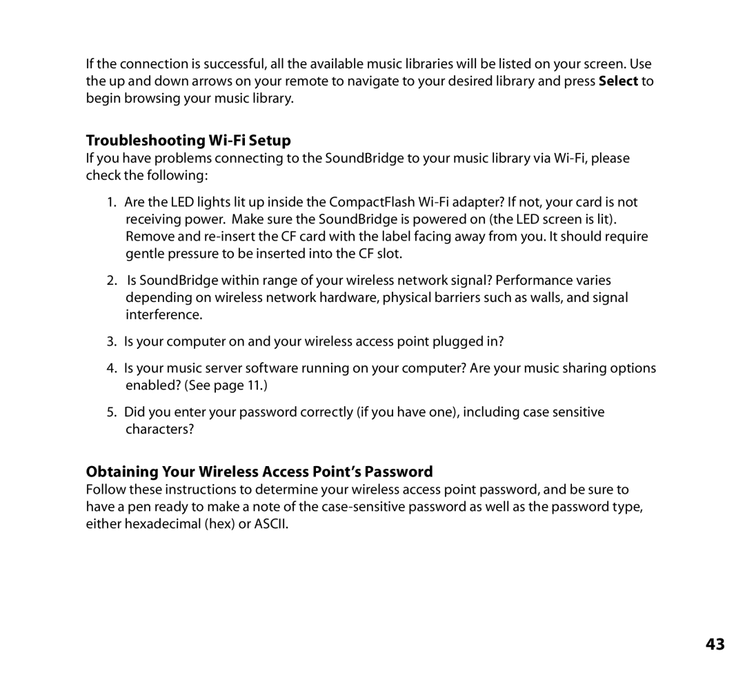 NETGEAR Music Player manual Troubleshooting Wi-Fi Setup, Obtaining Your Wireless Access Point’s Password 