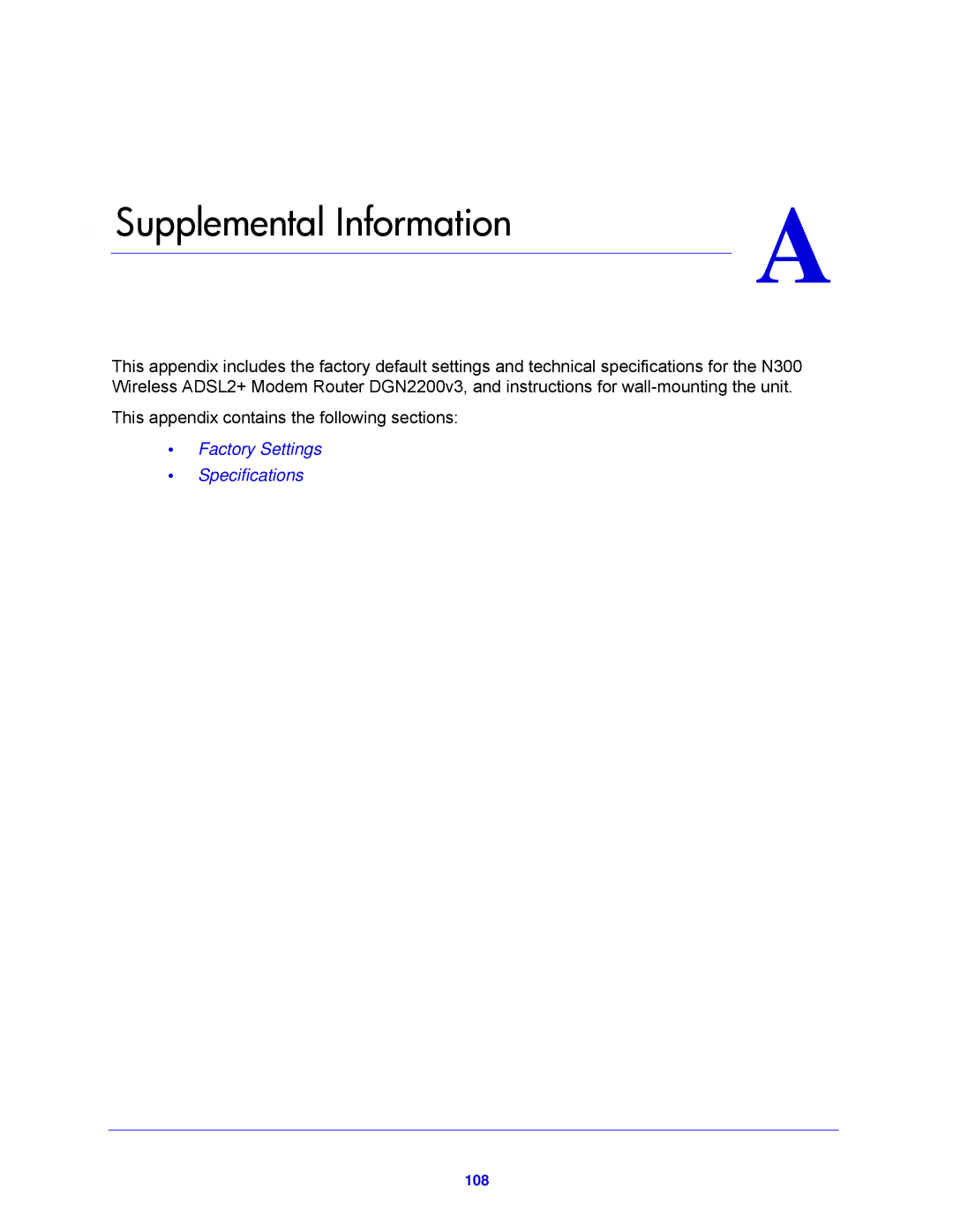 NETGEAR N300, DGN2200V3 user manual Supplemental Information 