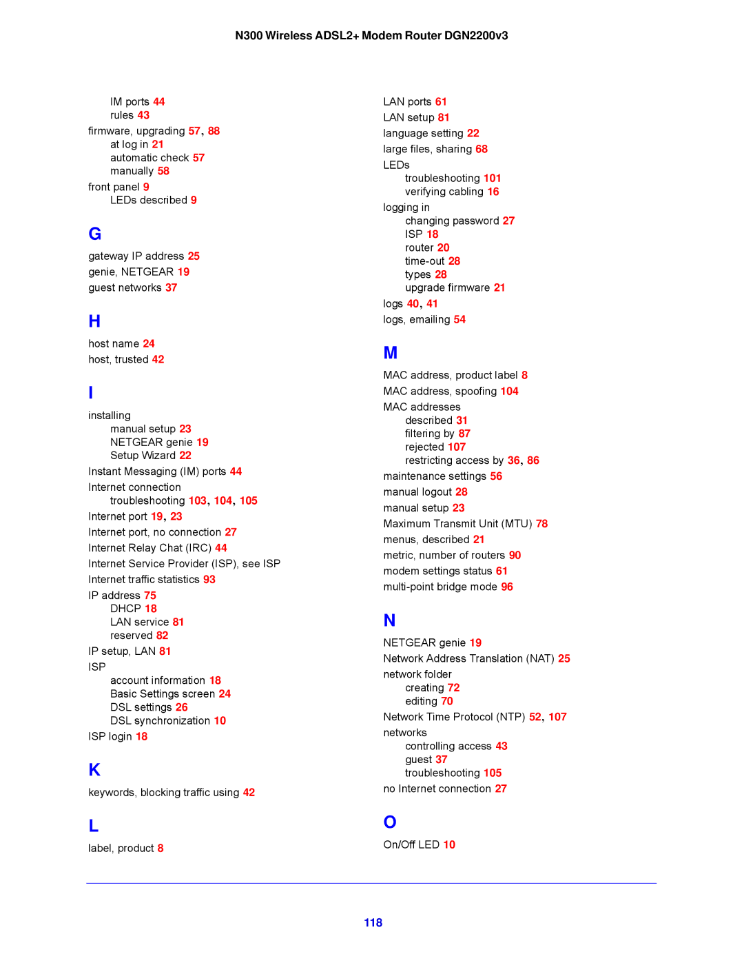 NETGEAR N300, DGN2200V3 user manual 118 