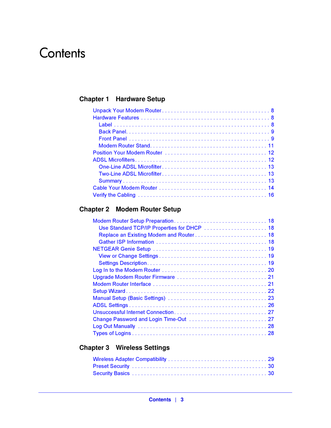 NETGEAR DGN2200V3, N300 user manual Contents 