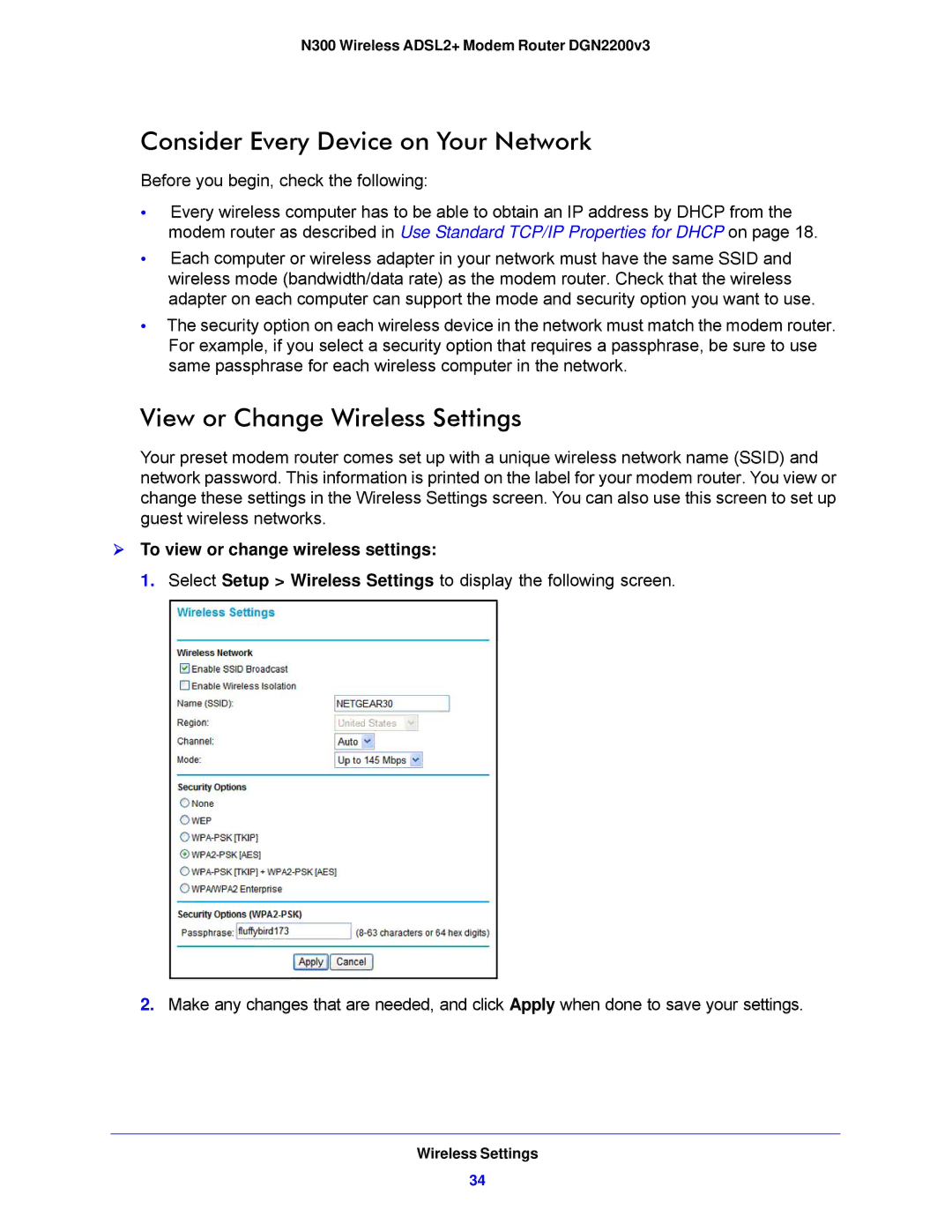 NETGEAR N300, DGN2200V3 user manual Consider Every Device on Your Network, View or Change Wireless Settings 