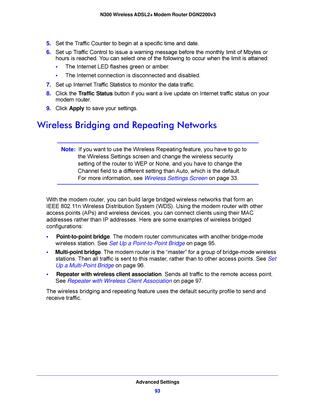 NETGEAR DGN2200V3, N300 user manual Wireless Bridging and Repeating Networks 