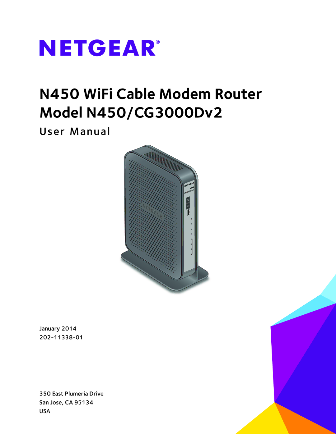 NETGEAR user manual N450 WiFi Cable Modem Router Model N450/CG3000Dv2 